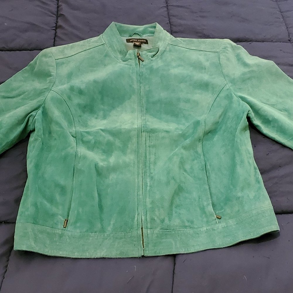Valerie Stevens Green Suede Moto Jacket XL